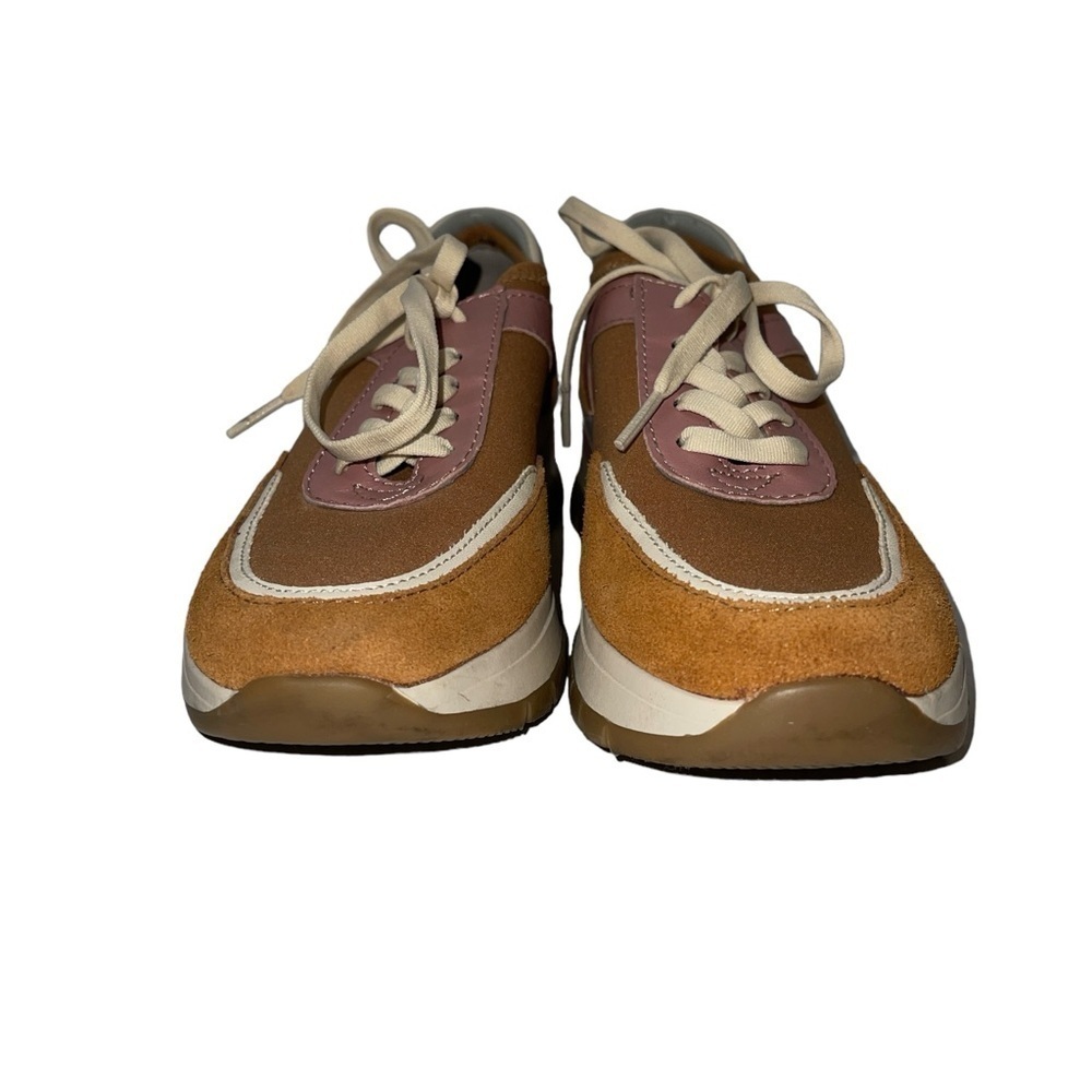 Naturalizer Women's Sneakers 7M Tan Pink White Leather & Fabric Upper Ties Remy - Picture 4 of 11